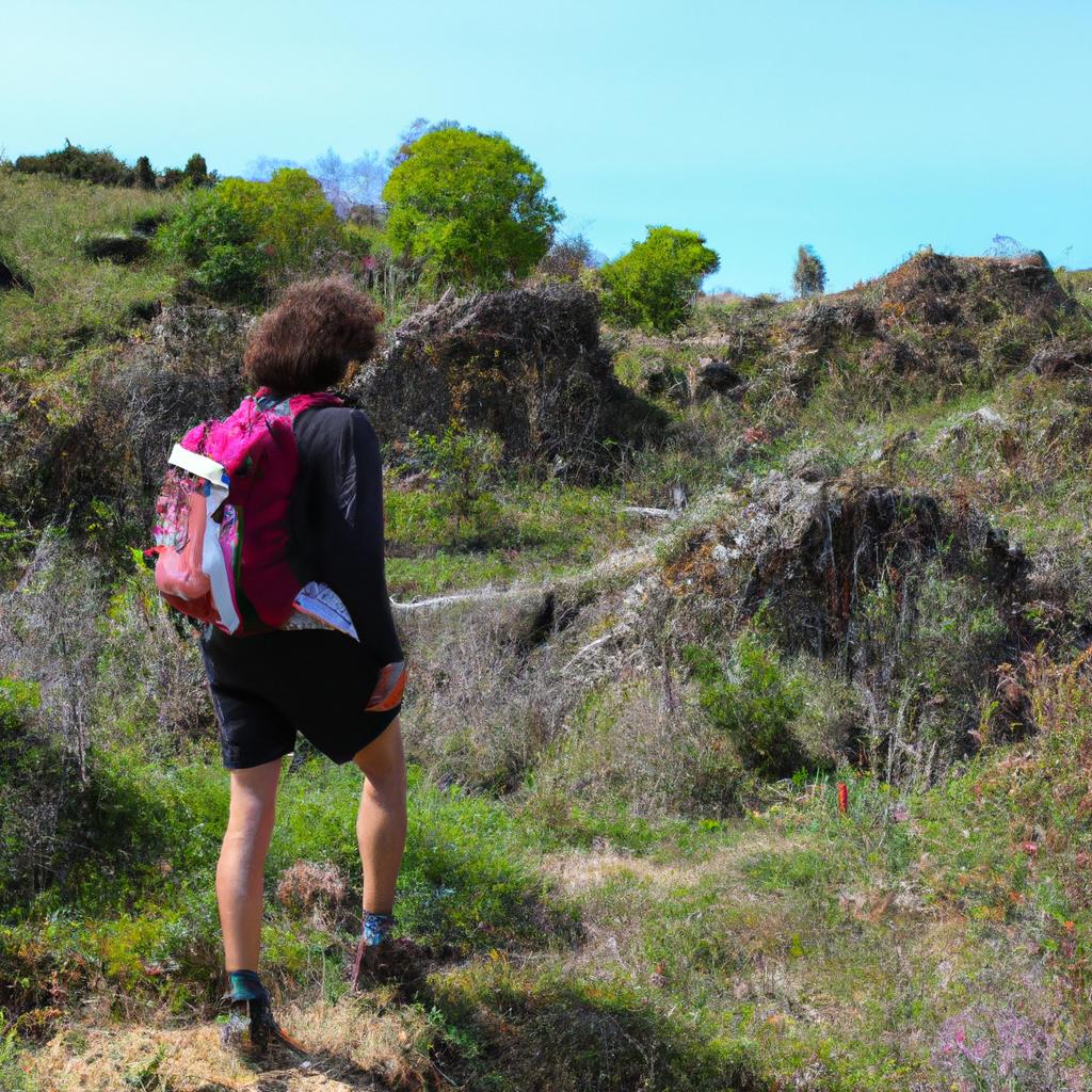 Person hiking in the wilderness