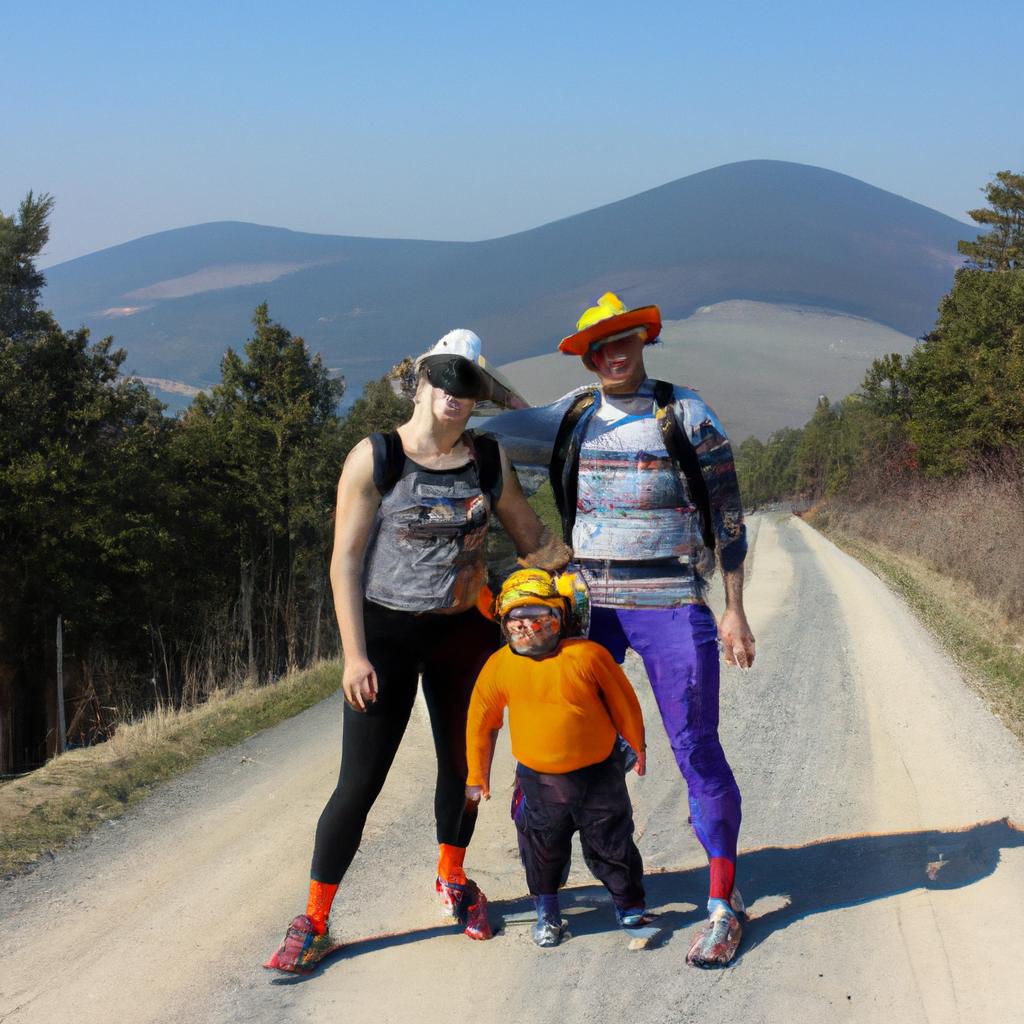 Family hiking adventure with children